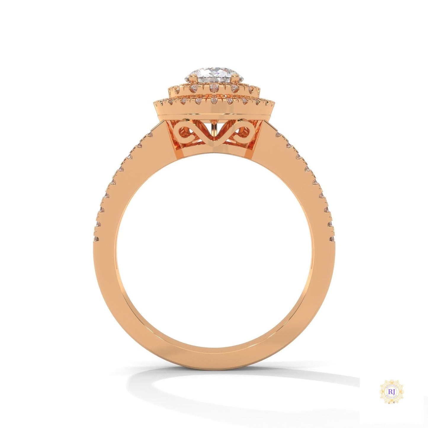 1.60 Ct. Pear Halo Lab Diamond Engagement Ring