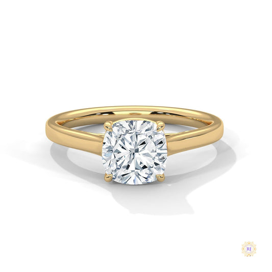2 Ct. Cushion-Cut Solitaire Lab Diamond Ring