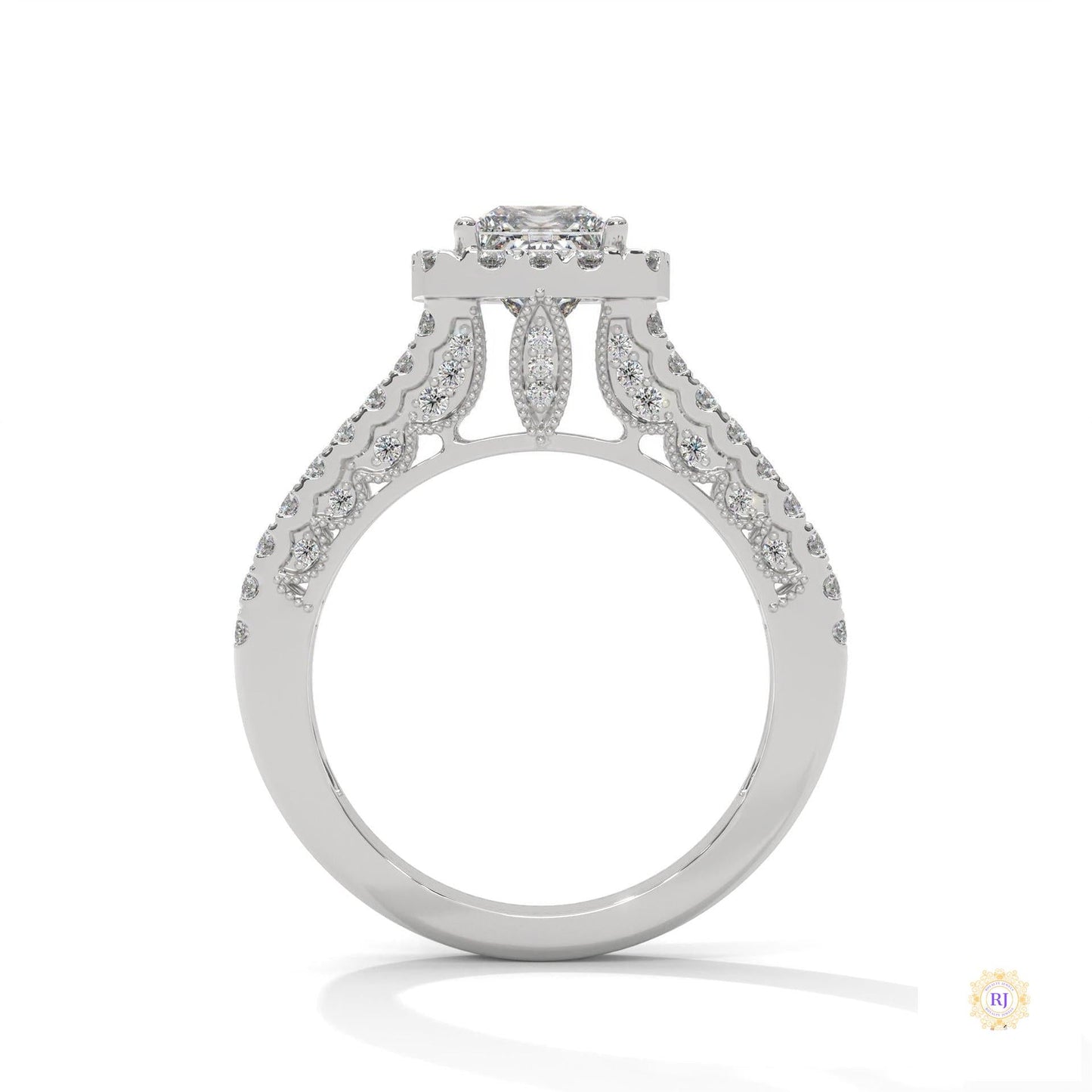 2 Ct. Princess-Cut Lab Diamond Halo Engagement Ring