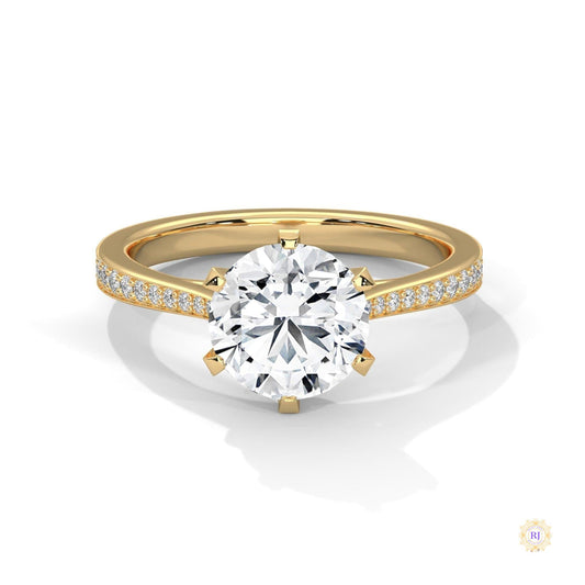 2.25 Ct. Pavé Solitaire Lab Diamond Engagement Ring