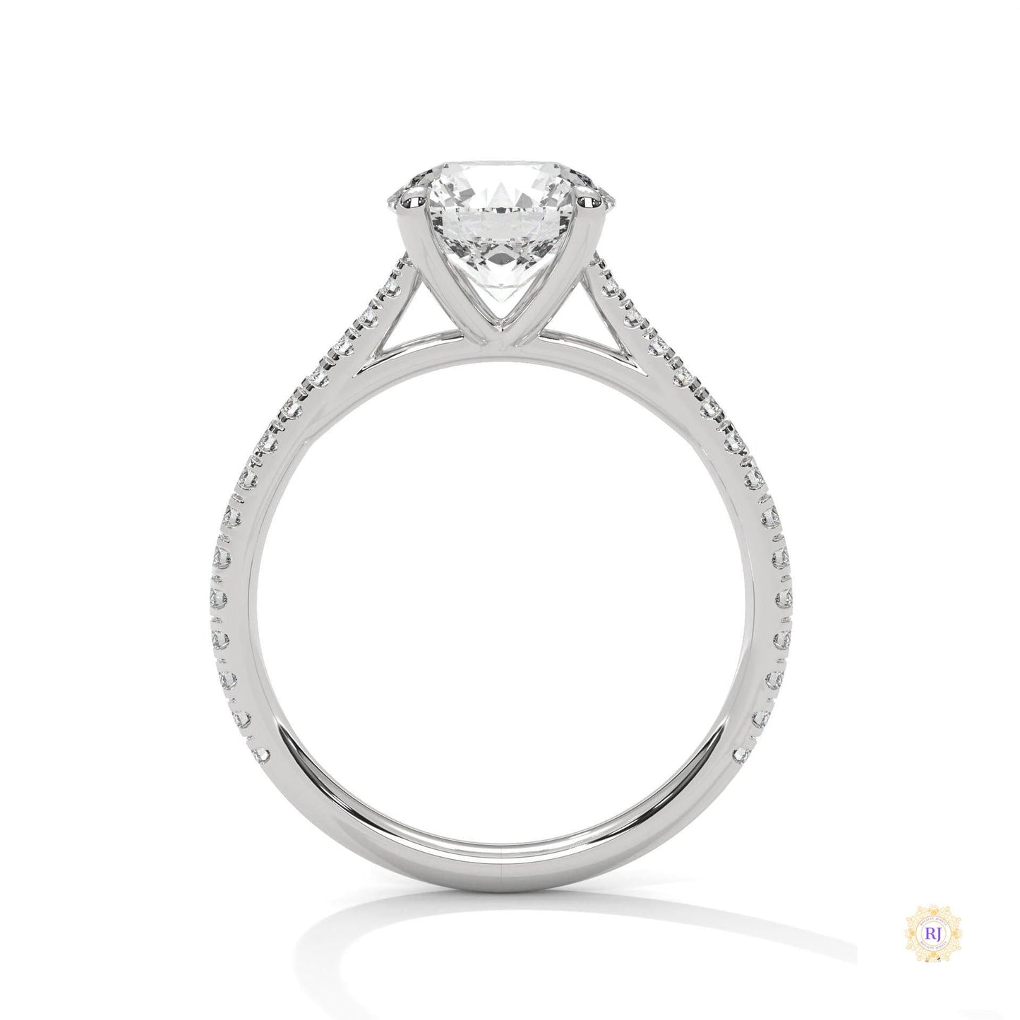 2.30 Ct. Round Lab Diamond Pavé Engagement Ring
