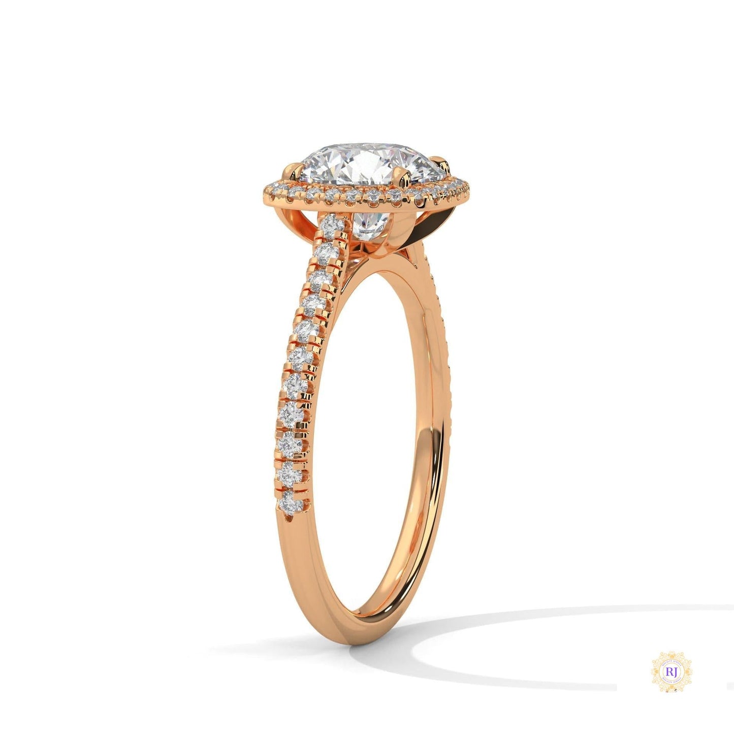 2.40 Ct. Halo Pavé Round Lab Diamond Engagement Ring