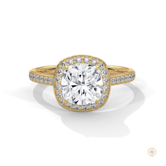 2.45 Ct. Cushion Halo Lab Diamond Ring