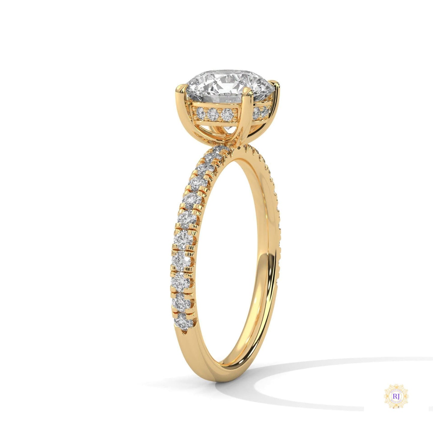 2.50 Ct. Round Lab Diamond Pavé Engagement Ring