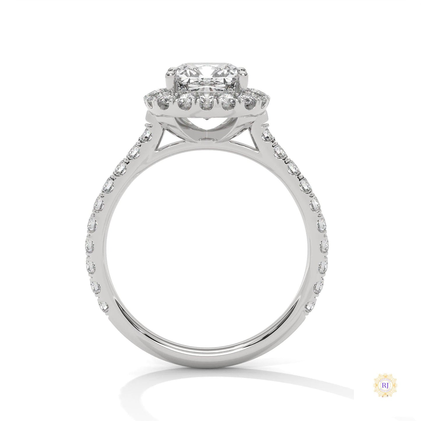 2.60 Ct. Cushion Halo Lab Diamond Engagement Ring