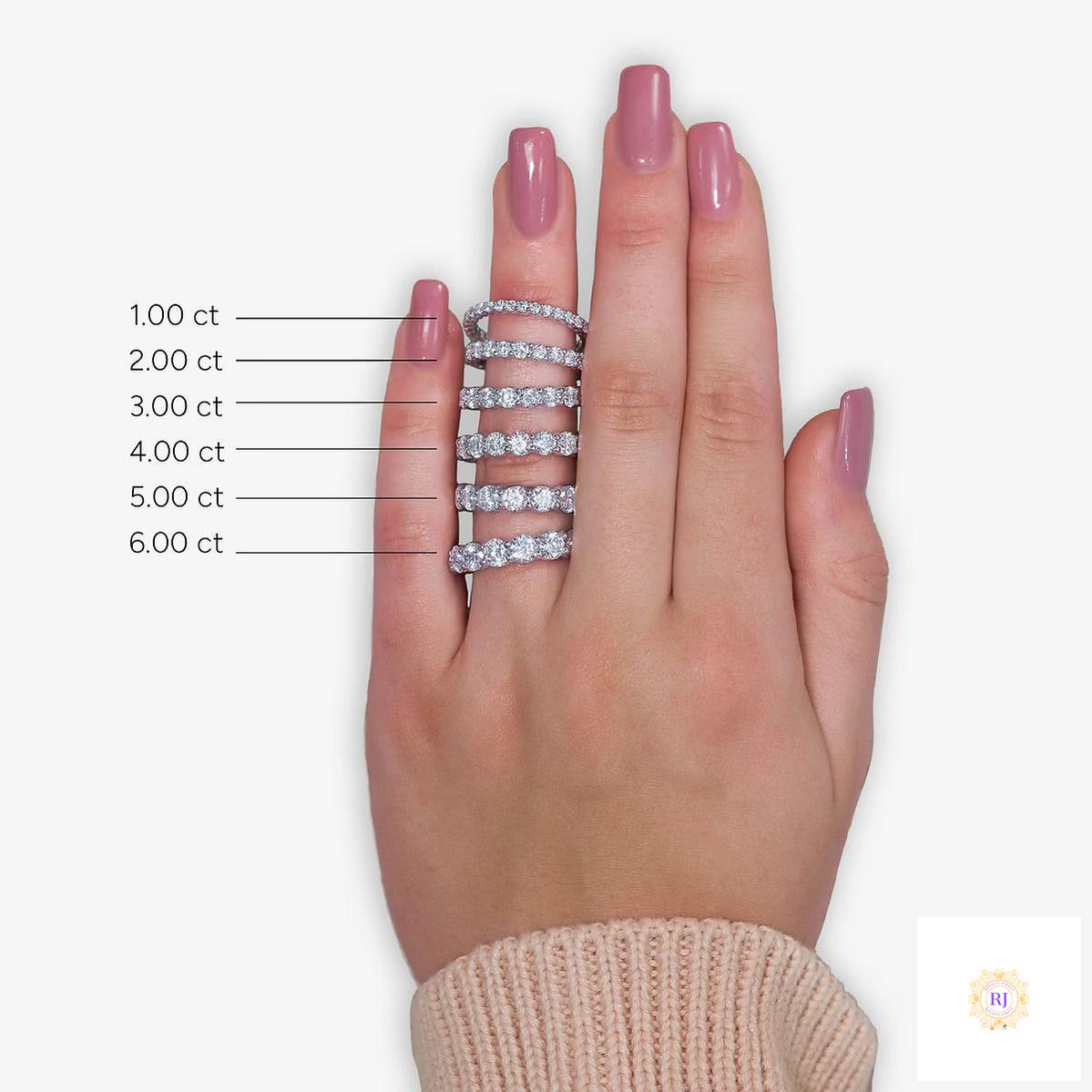 5 CT Round Lab Diamond Eternity Ring | Lab Grown | 14K Gold & Platinum