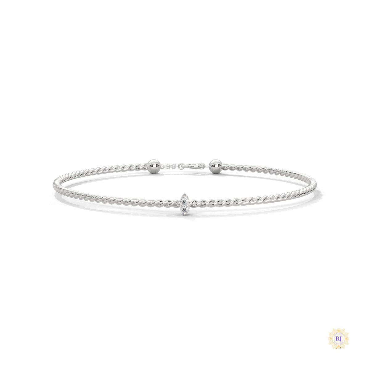 0.10 Ct. Marquise Lab Diamond Bangle Bracelet
