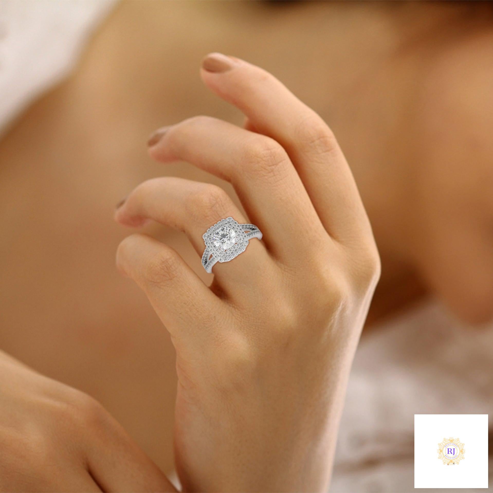 1.25 Ct. Lab Diamond Halo Engagement Ring