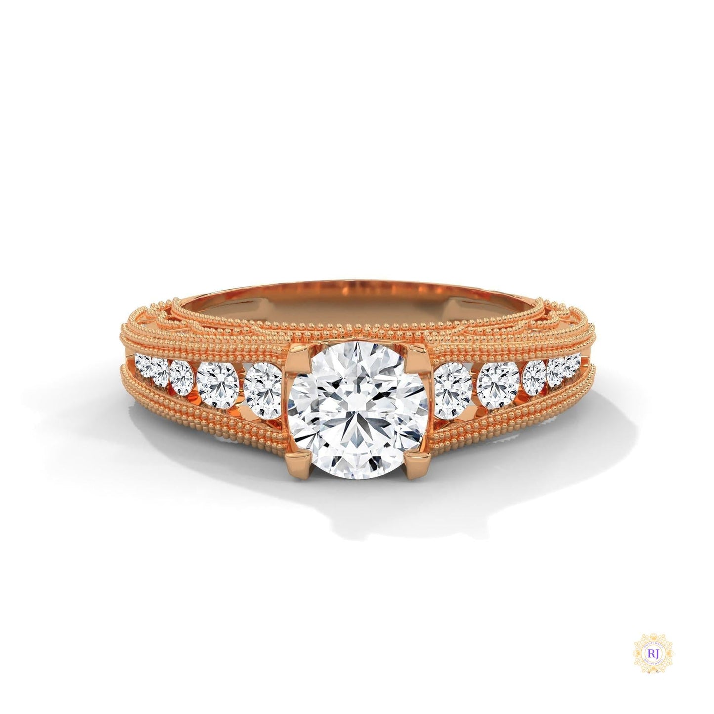 1.25 Ct. Milgrain Pavé Lab Diamond Engagement Ring