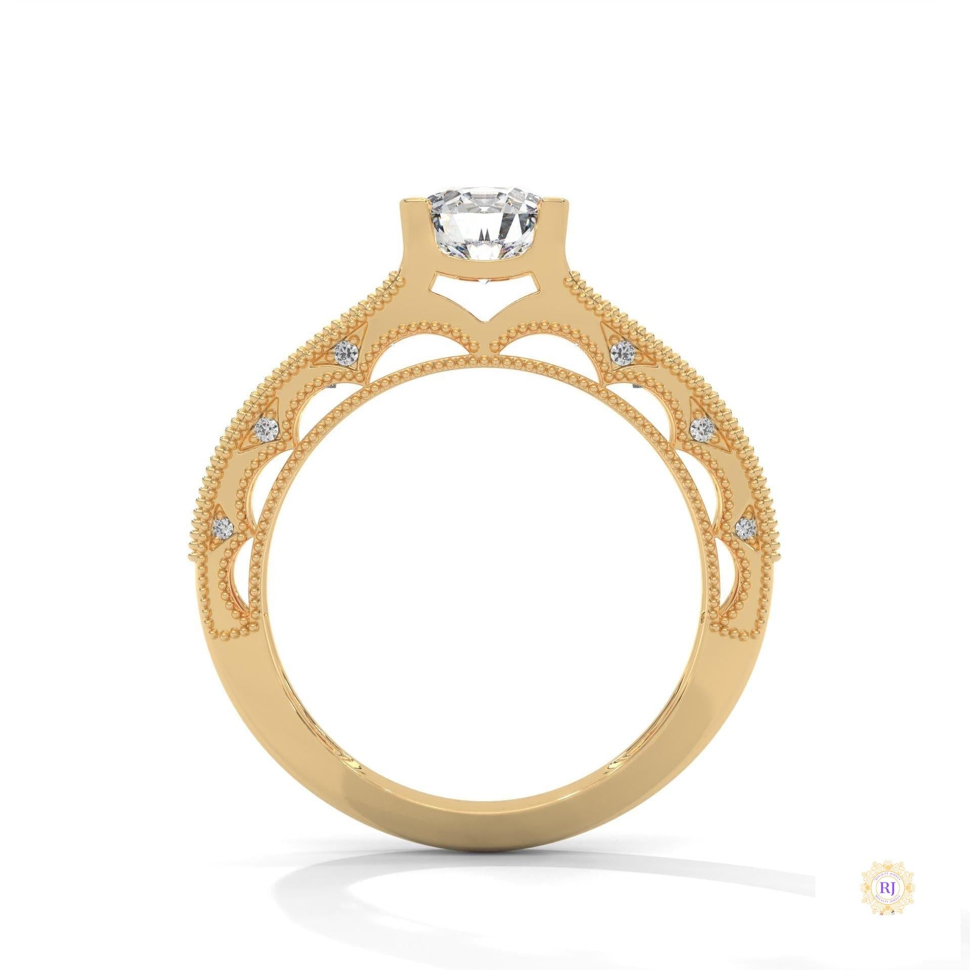 1.25 Ct. Milgrain Pavé Lab Diamond Engagement Ring