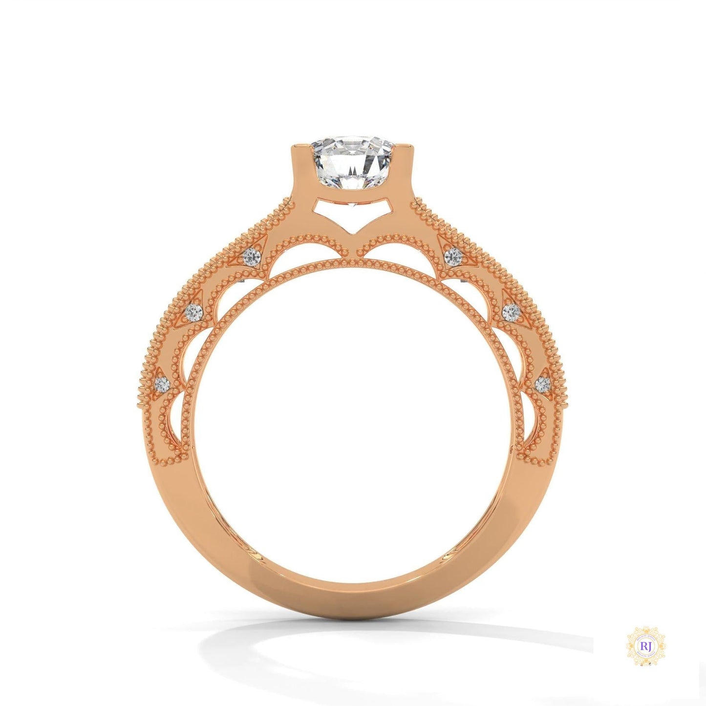 1.25 Ct. Milgrain Pavé Lab Diamond Engagement Ring