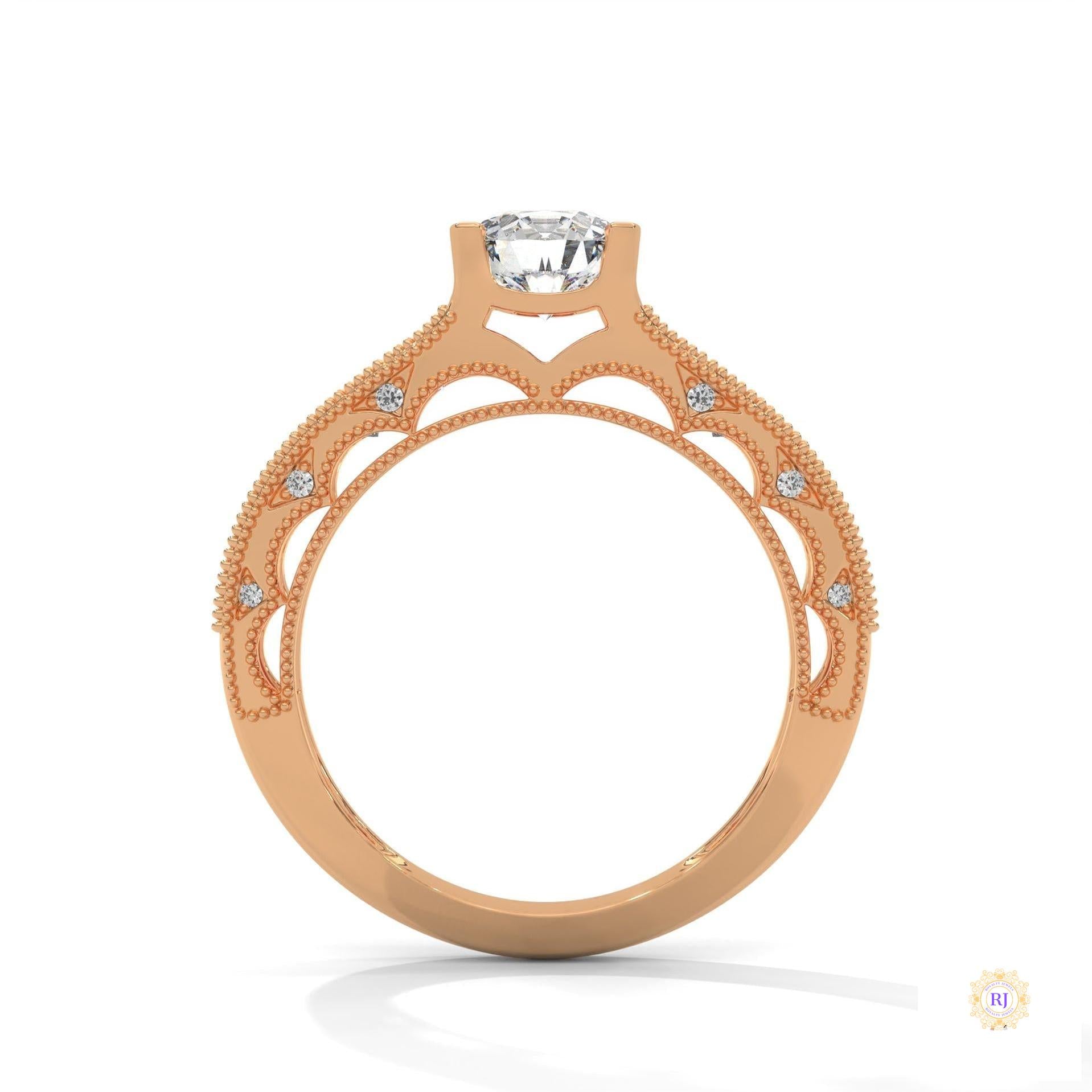 1.25 Ct. Milgrain Pavé Lab Diamond Engagement Ring