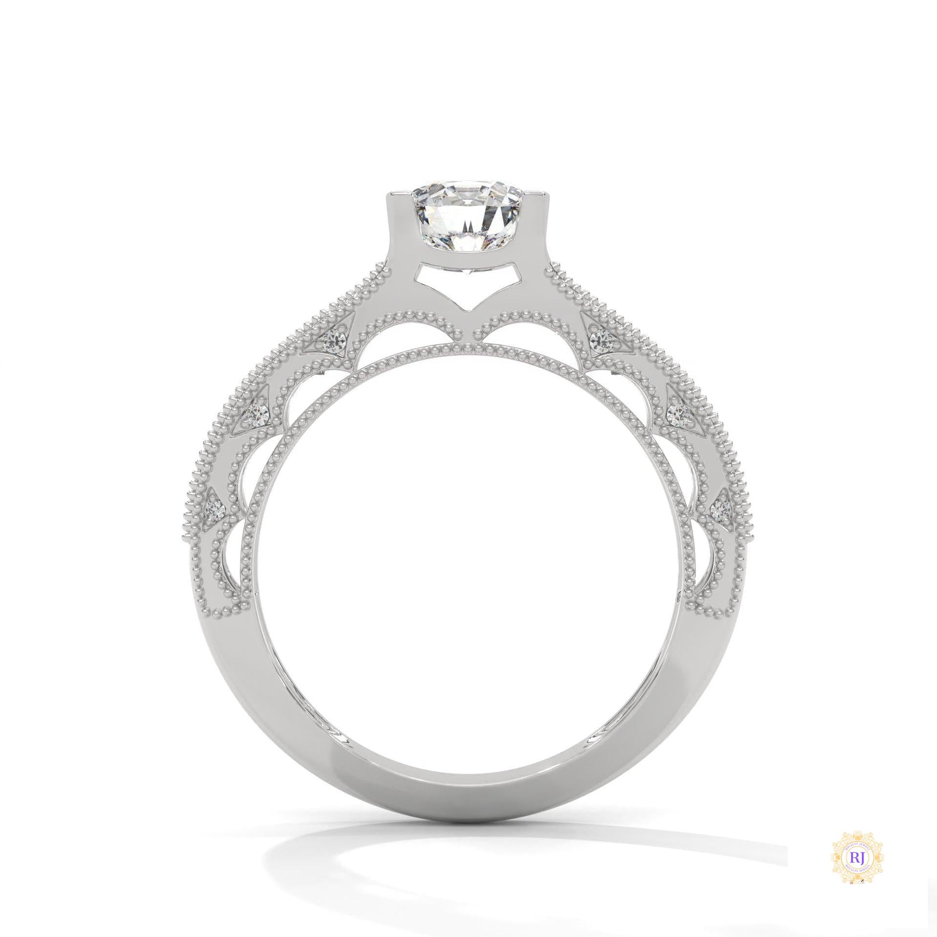 1.25 Ct. Milgrain Pavé Lab Diamond Engagement Ring