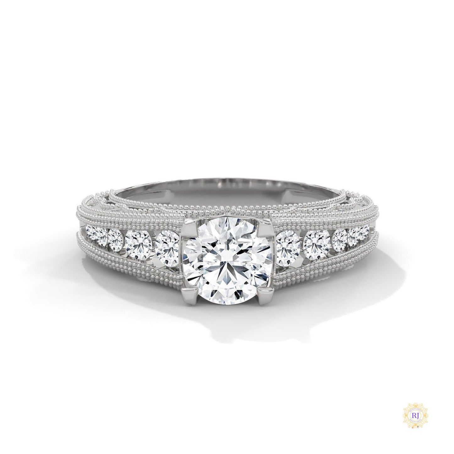 1.25 Ct. Milgrain Pavé Lab Diamond Engagement Ring