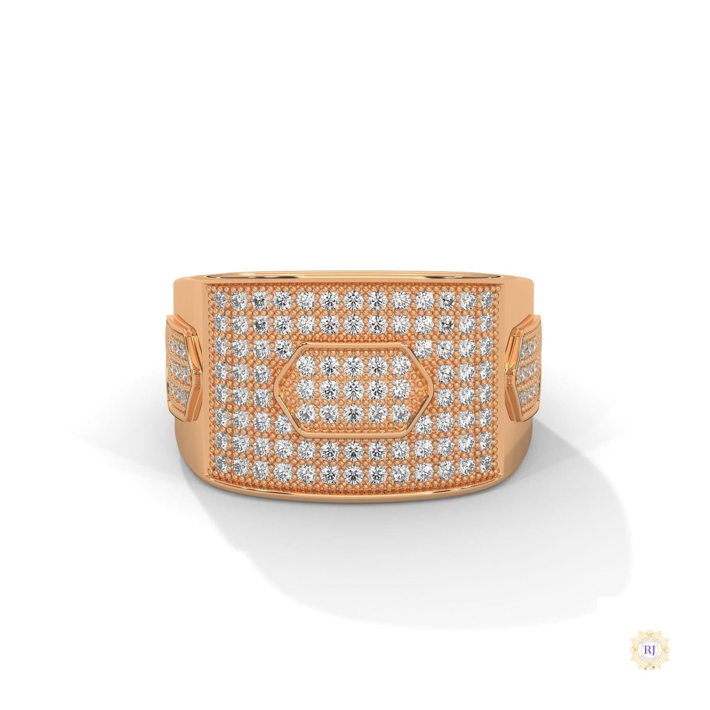 1.35 Ct. Hexagon Pavé Lab Diamond Men’s Ring