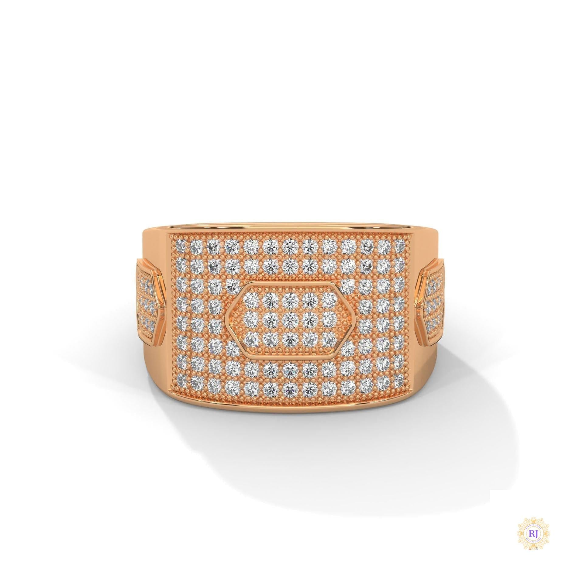 1.35 Ct. Hexagon Pavé Lab Diamond Men’s Ring