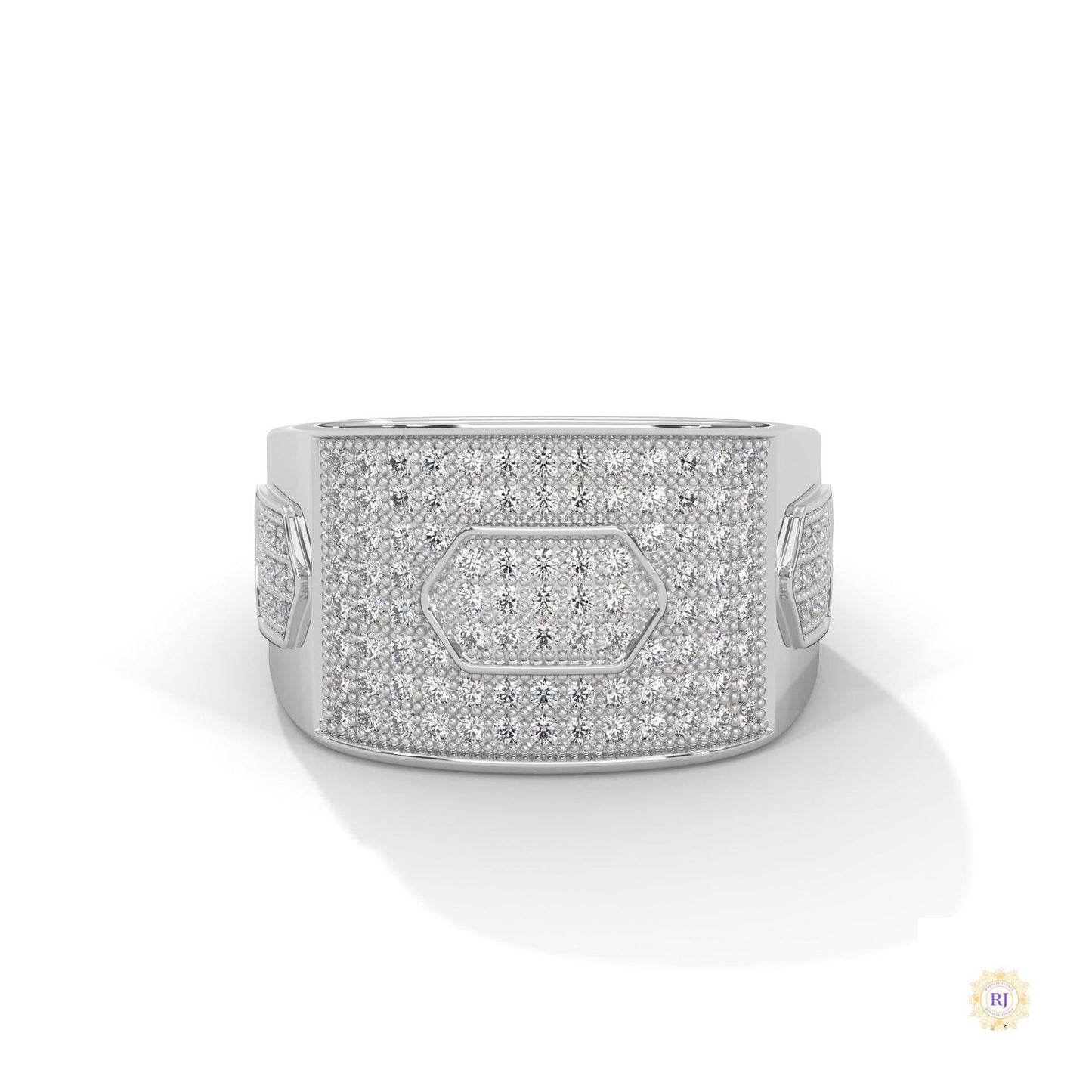 1.35 Ct. Hexagon Pavé Lab Diamond Men’s Ring
