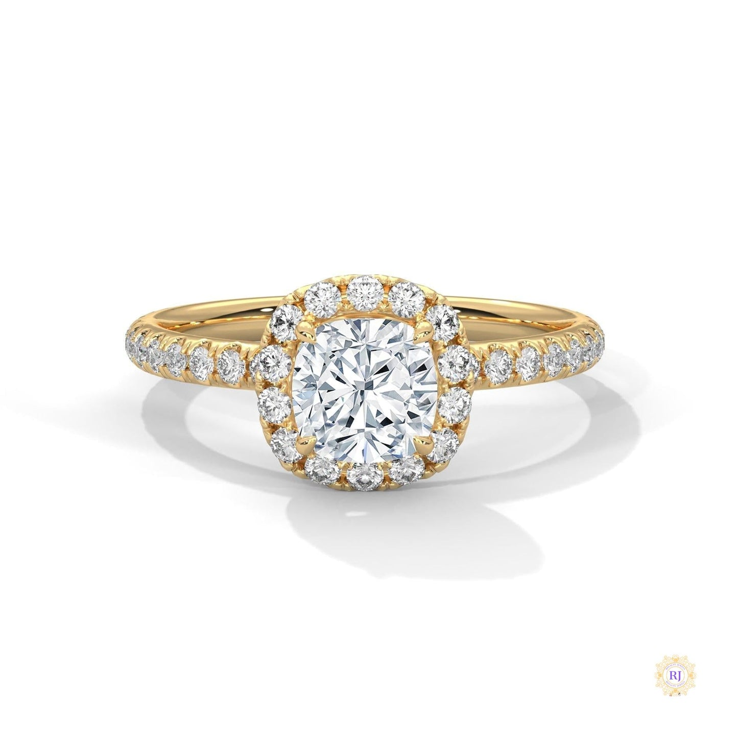 1.40 Ct. Cushion Halo Lab Diamond Engagement Ring