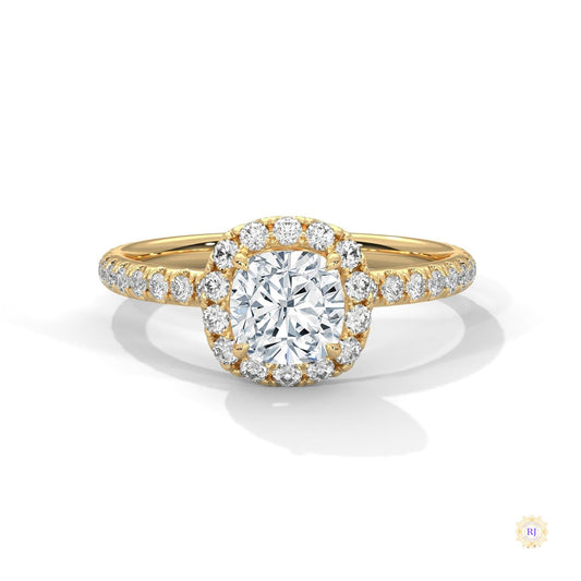 1.40 Ct. Cushion Halo Lab Diamond Engagement Ring