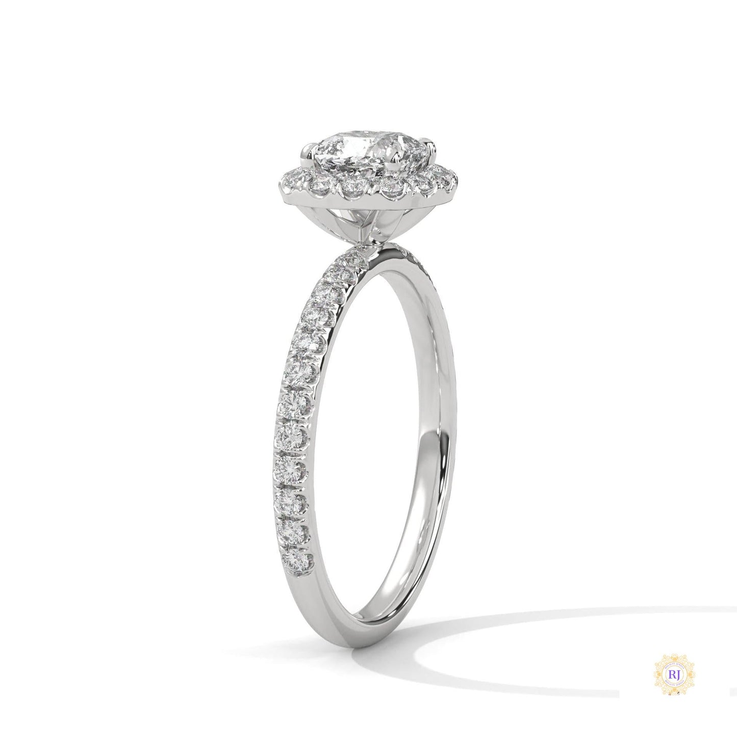 1.40 Ct. Cushion Halo Lab Diamond Engagement Ring