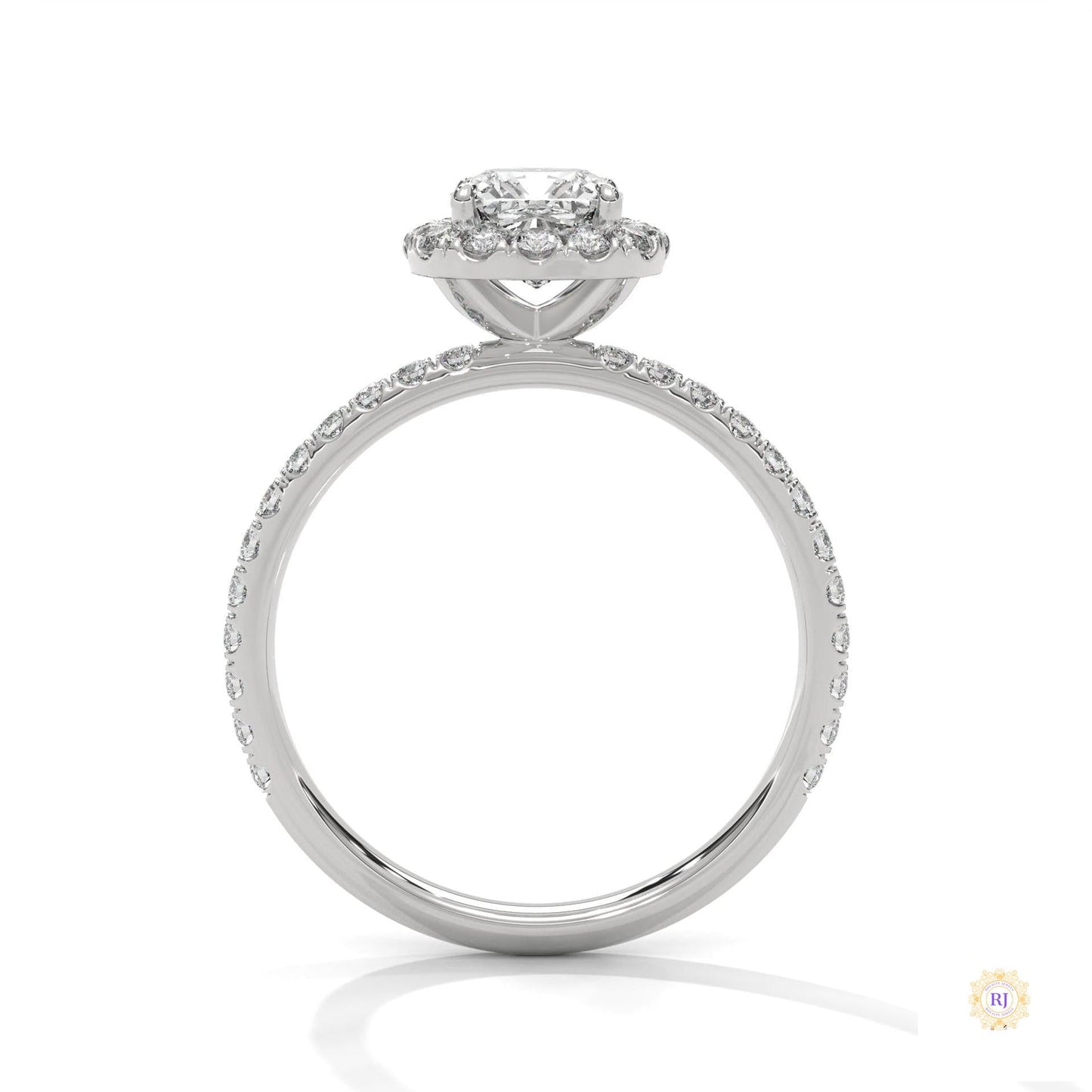 1.40 Ct. Cushion Halo Lab Diamond Engagement Ring
