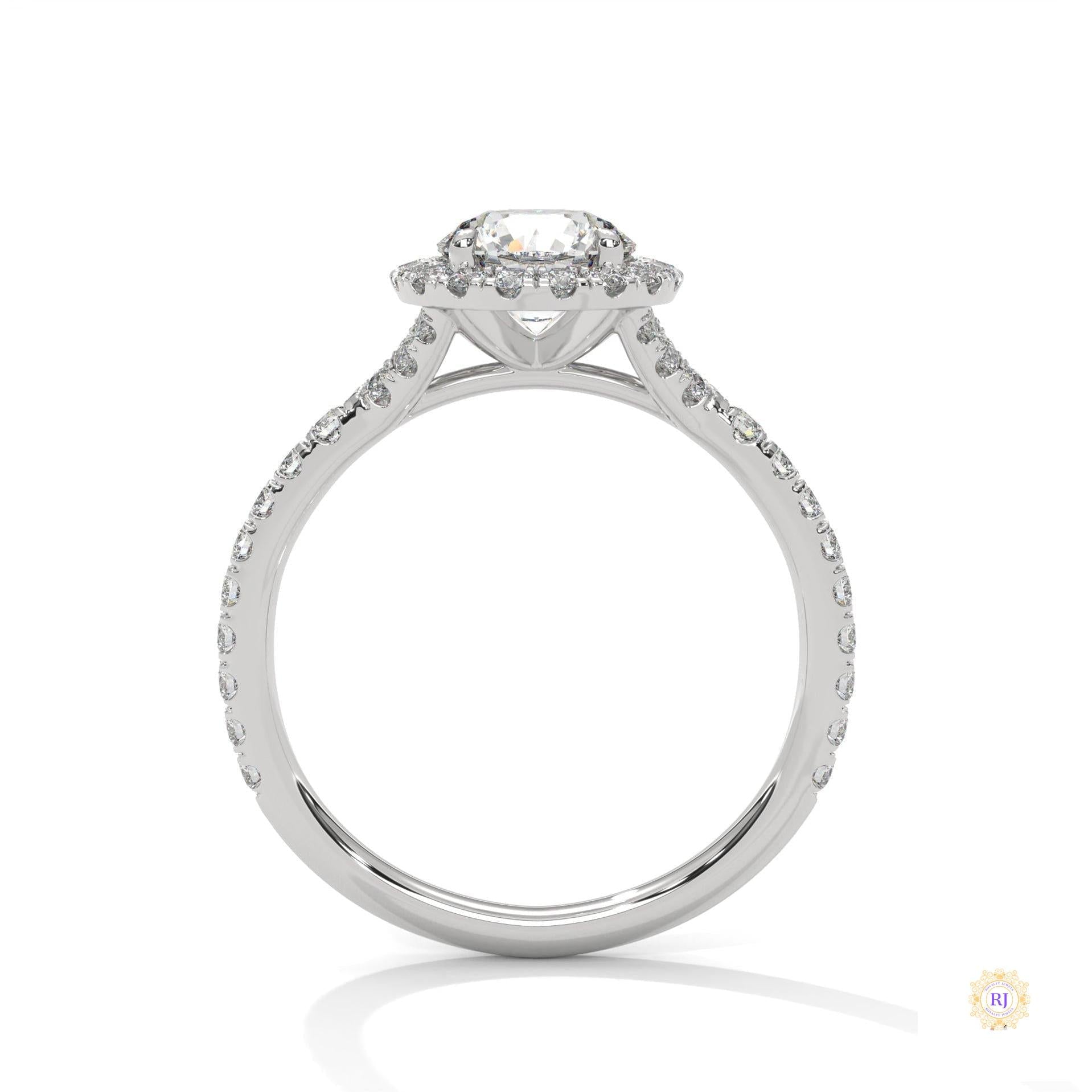 1.45 Ct. Floral Halo Lab Diamond Engagement Ring