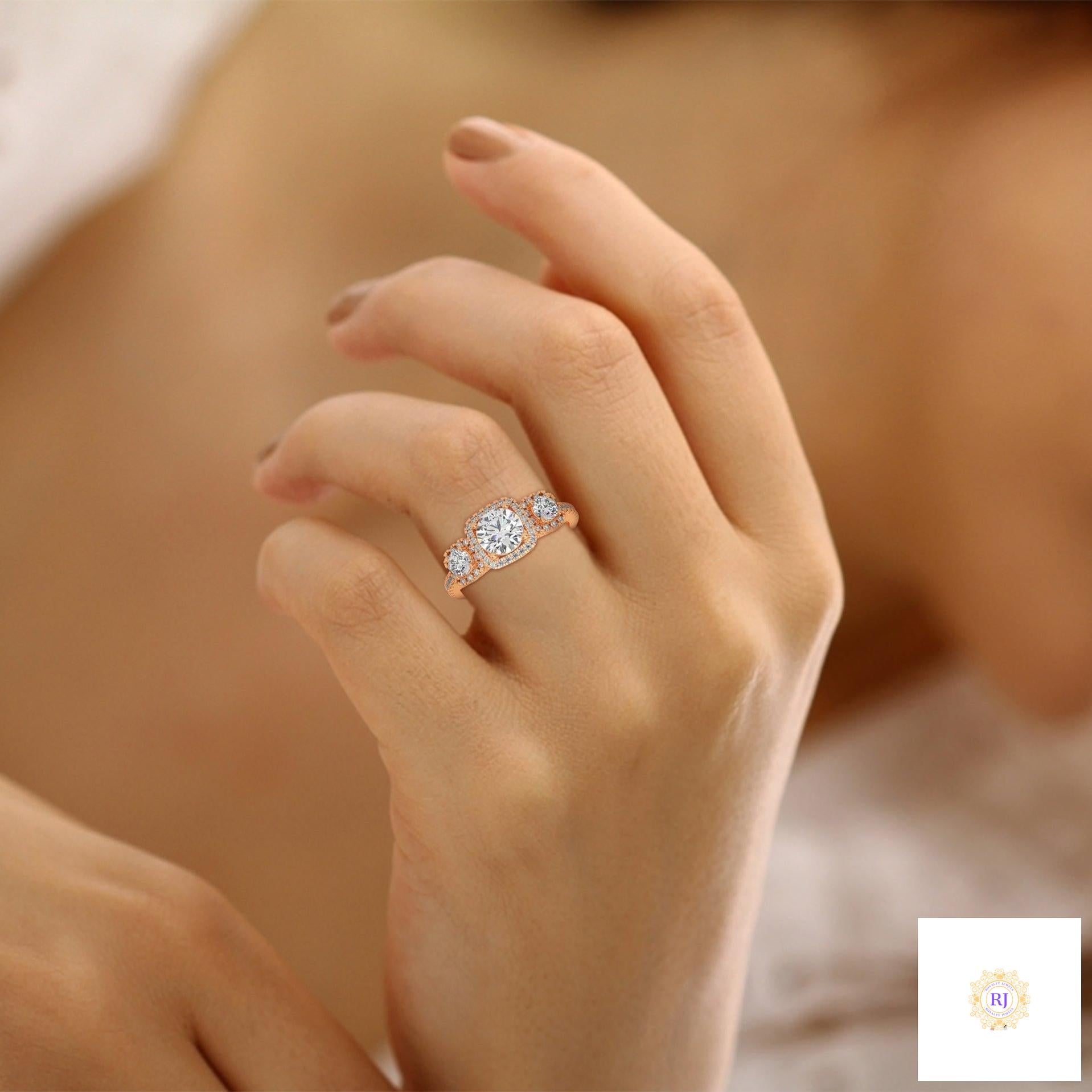 1.55 Ct. 3-Stone Round Lab Diamond Ring