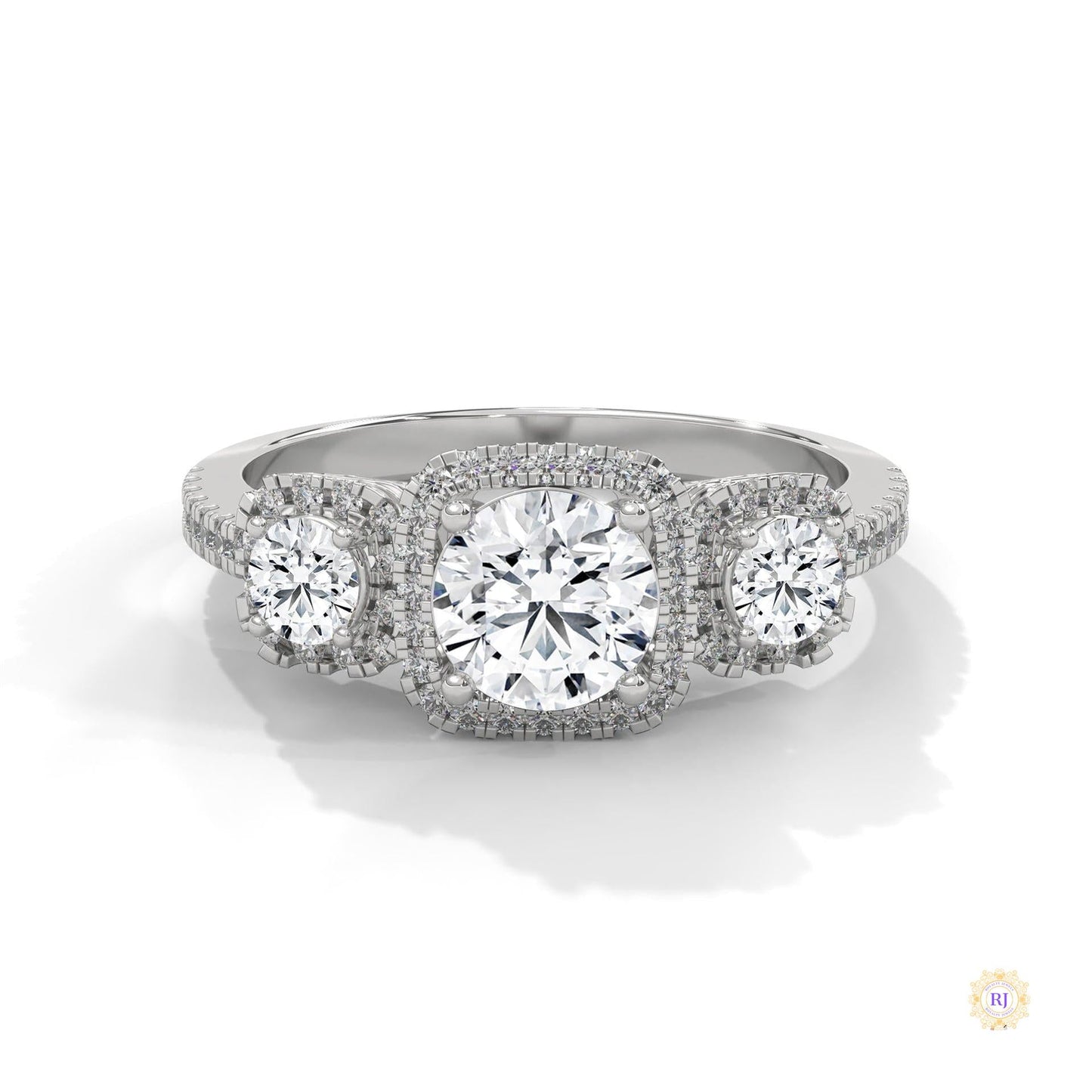 1.55 Ct. 3-Stone Round Lab Diamond Ring