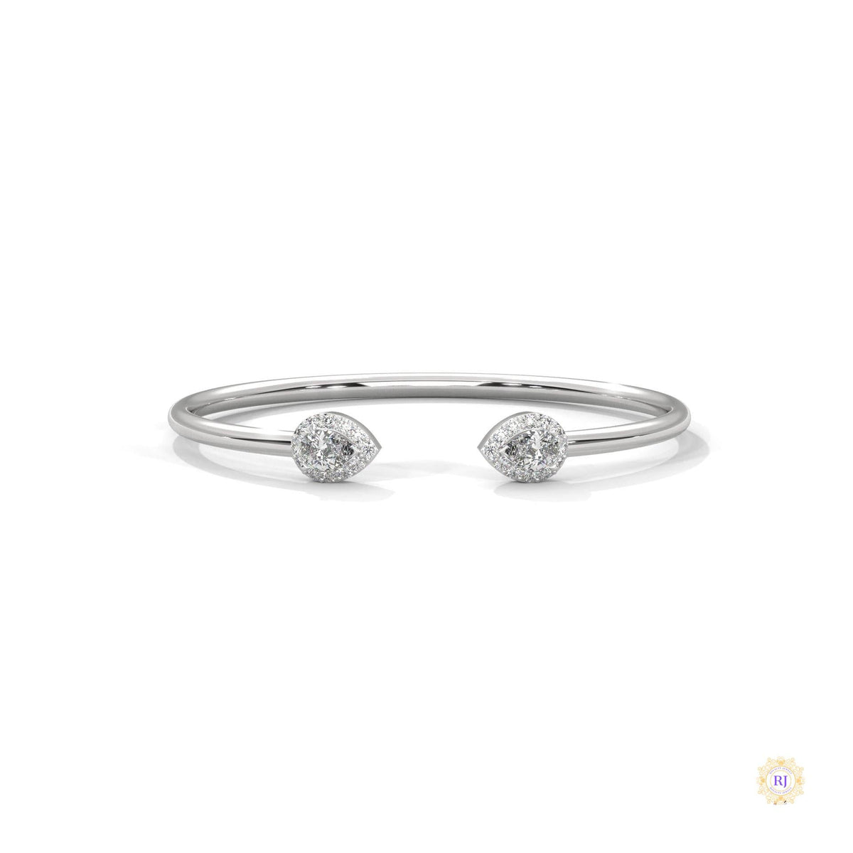 1.60 Ct. Open Bangle with Pear Lab Diamond Accents