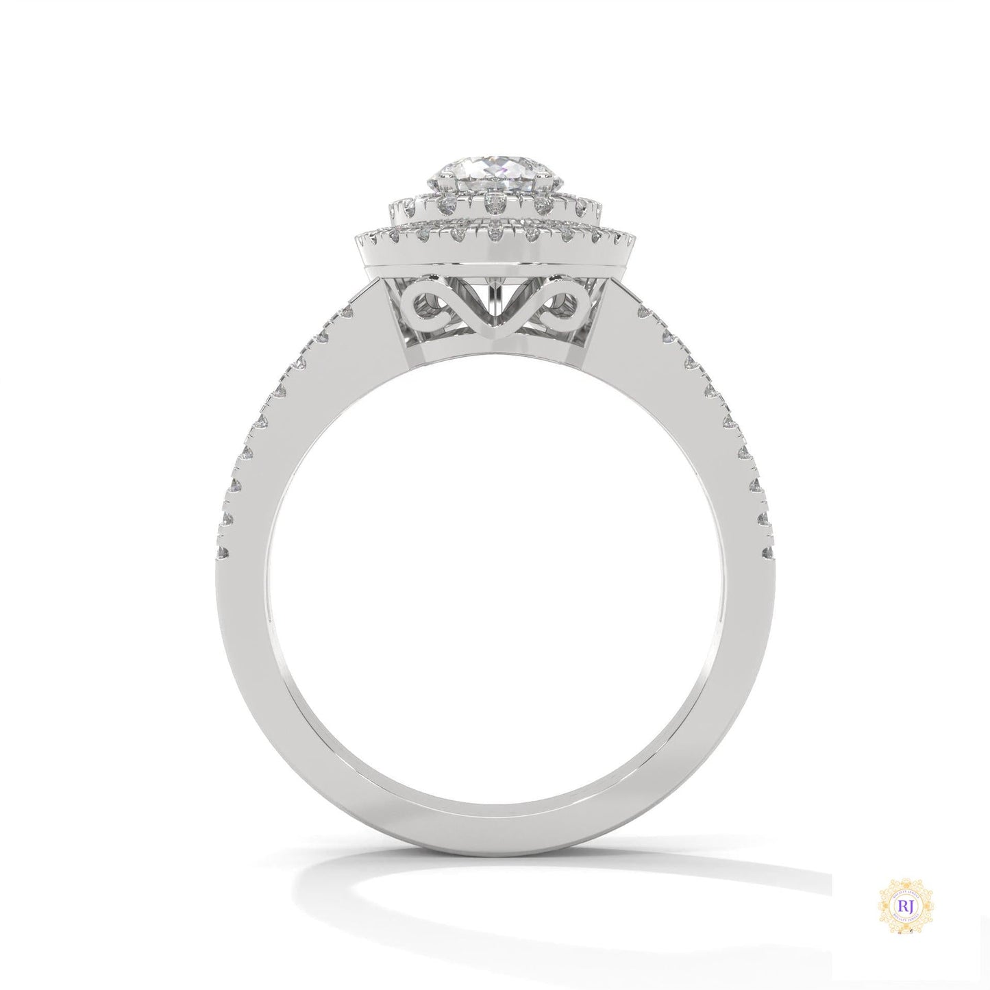 1.60 Ct. Pear Halo Lab Diamond Engagement Ring