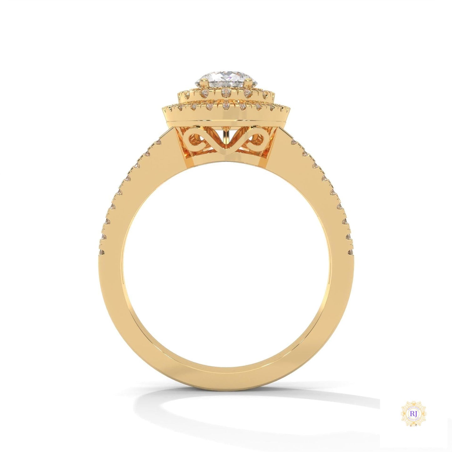 1.60 Ct. Pear Halo Lab Diamond Engagement Ring