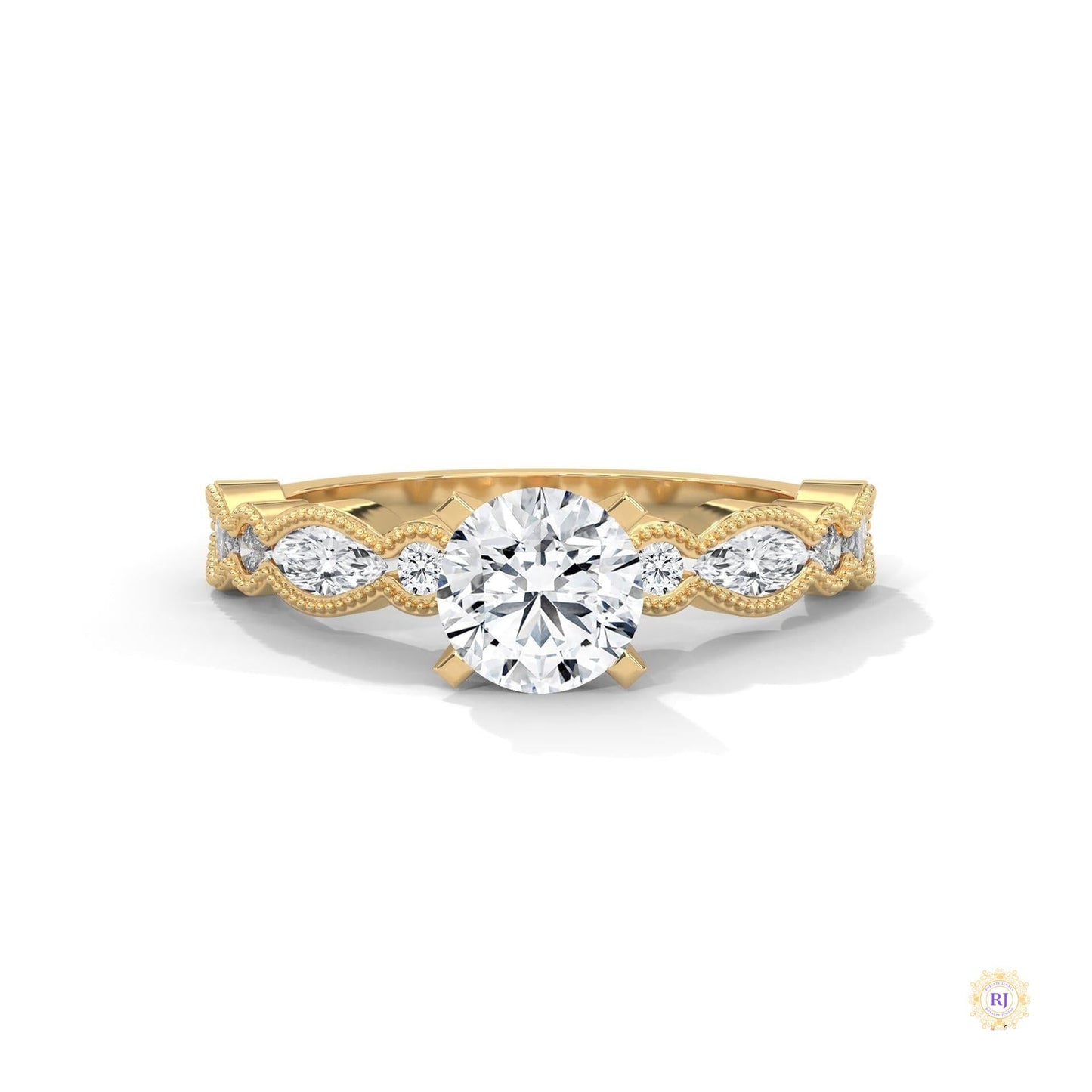 1.60 Ct. Round Lab Diamond Marquise Engagement Ring