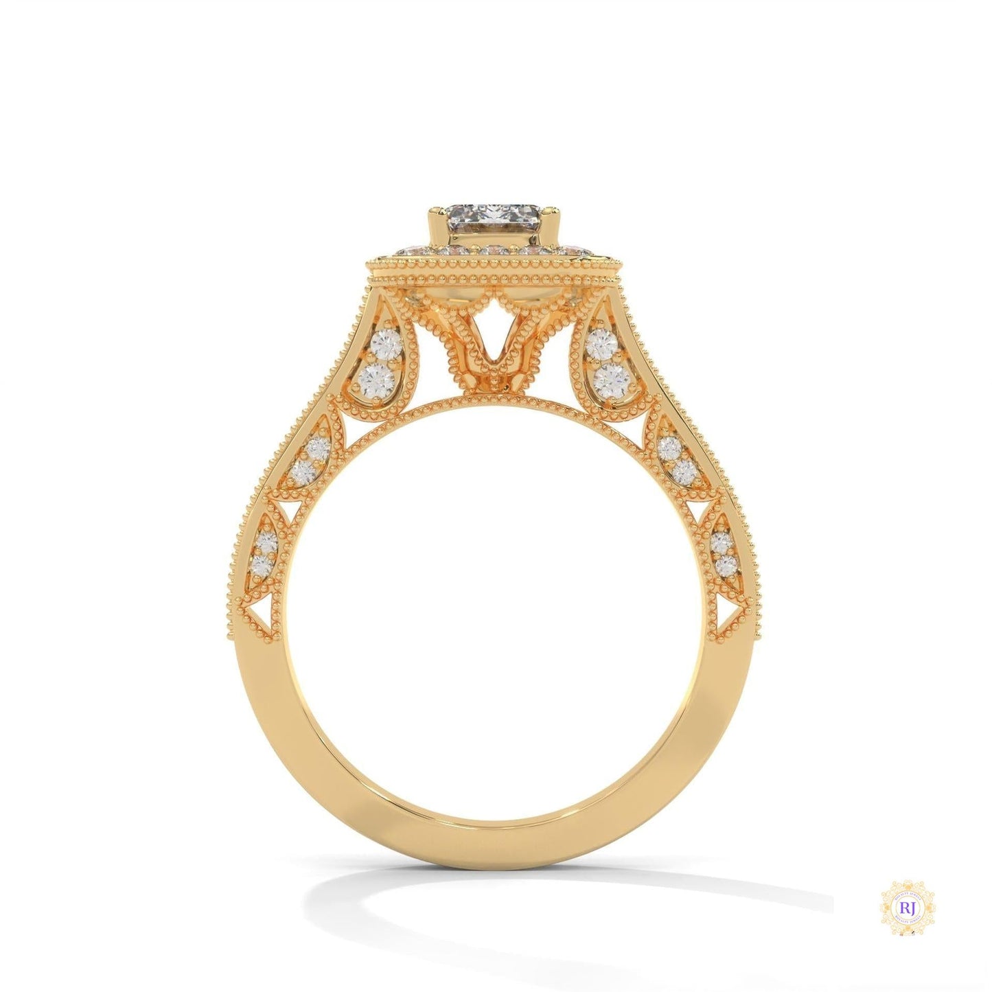 1.70 Ct. Emerald-Cut Halo Lab Diamond Ring