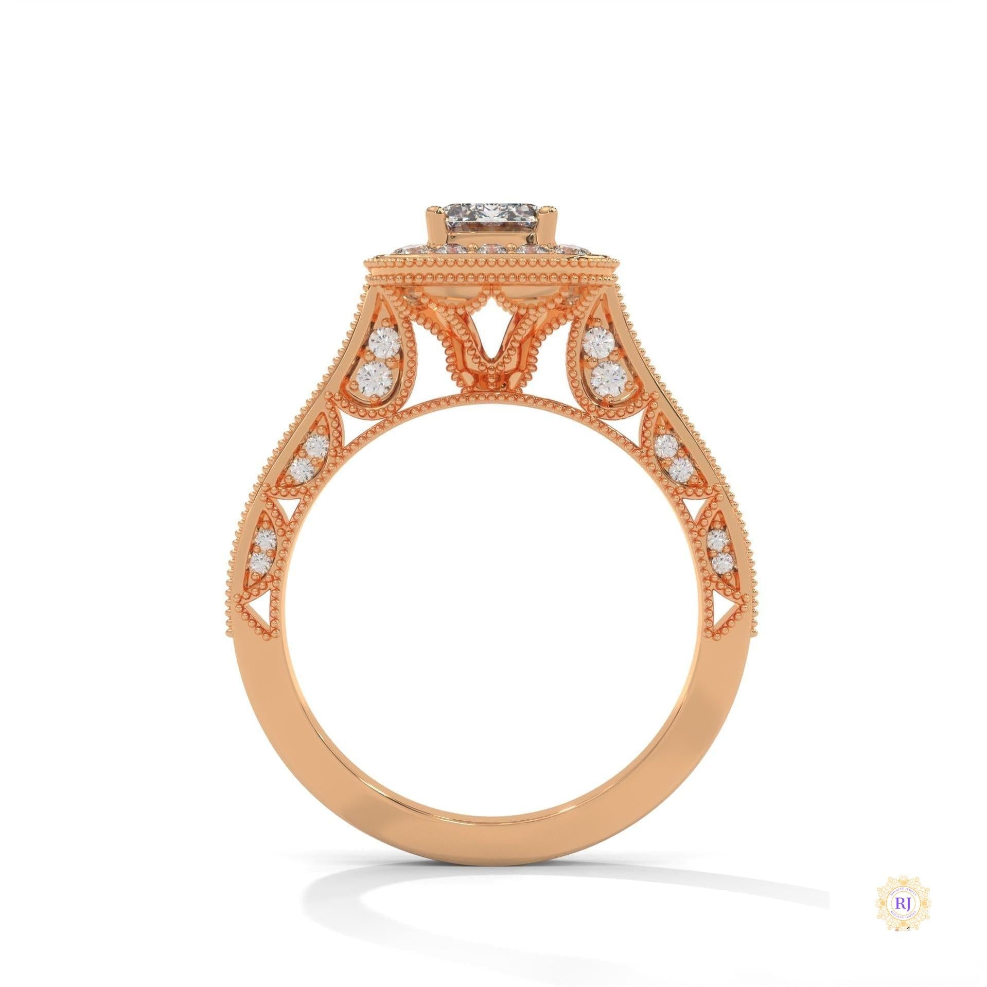 1.70 Ct. Emerald-Cut Halo Lab Diamond Ring