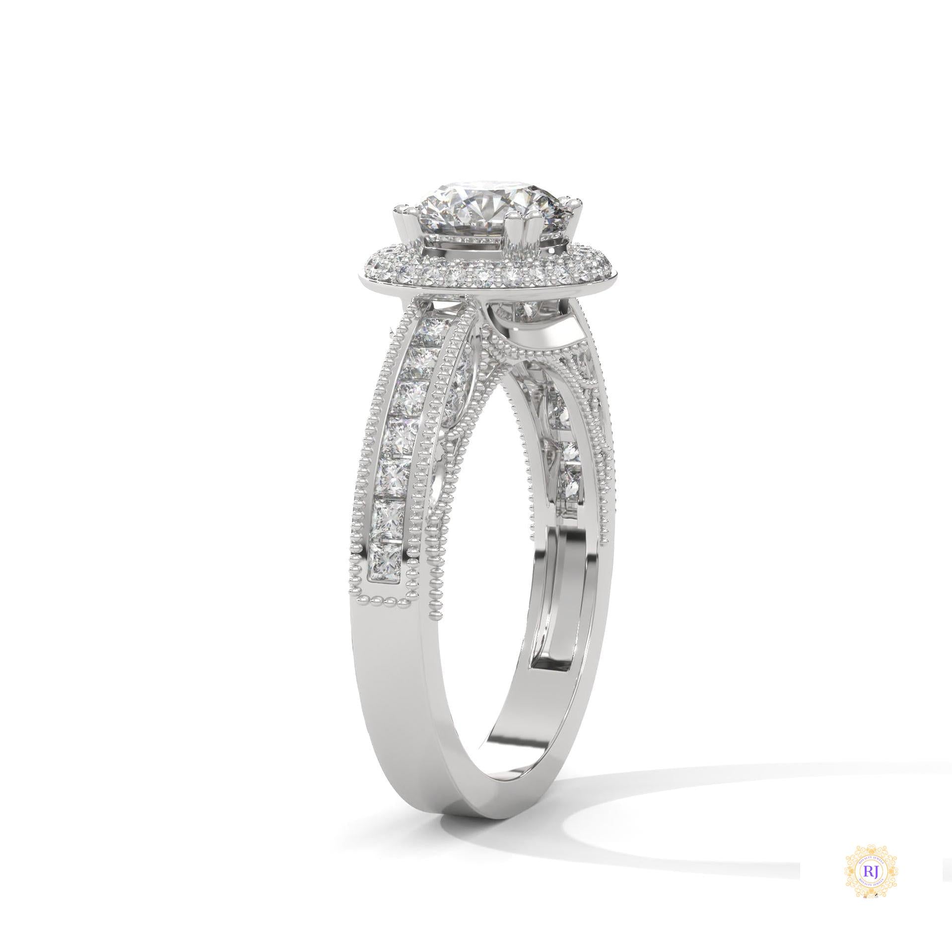 1.70 Ct. Round Halo Lab Diamond Engagement Ring