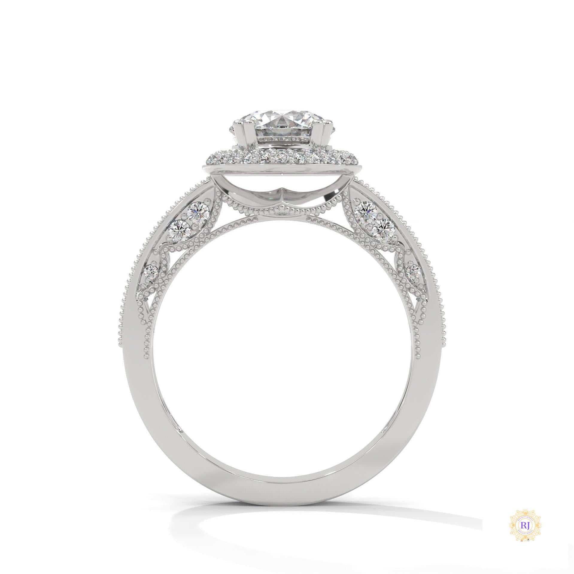 1.70 Ct. Round Halo Lab Diamond Engagement Ring