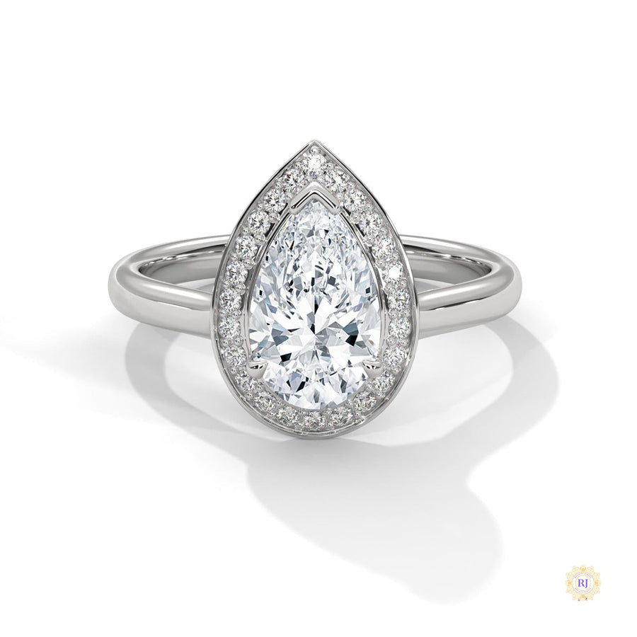 1.85 Ct. Pear Halo Diamond Engagement Ring