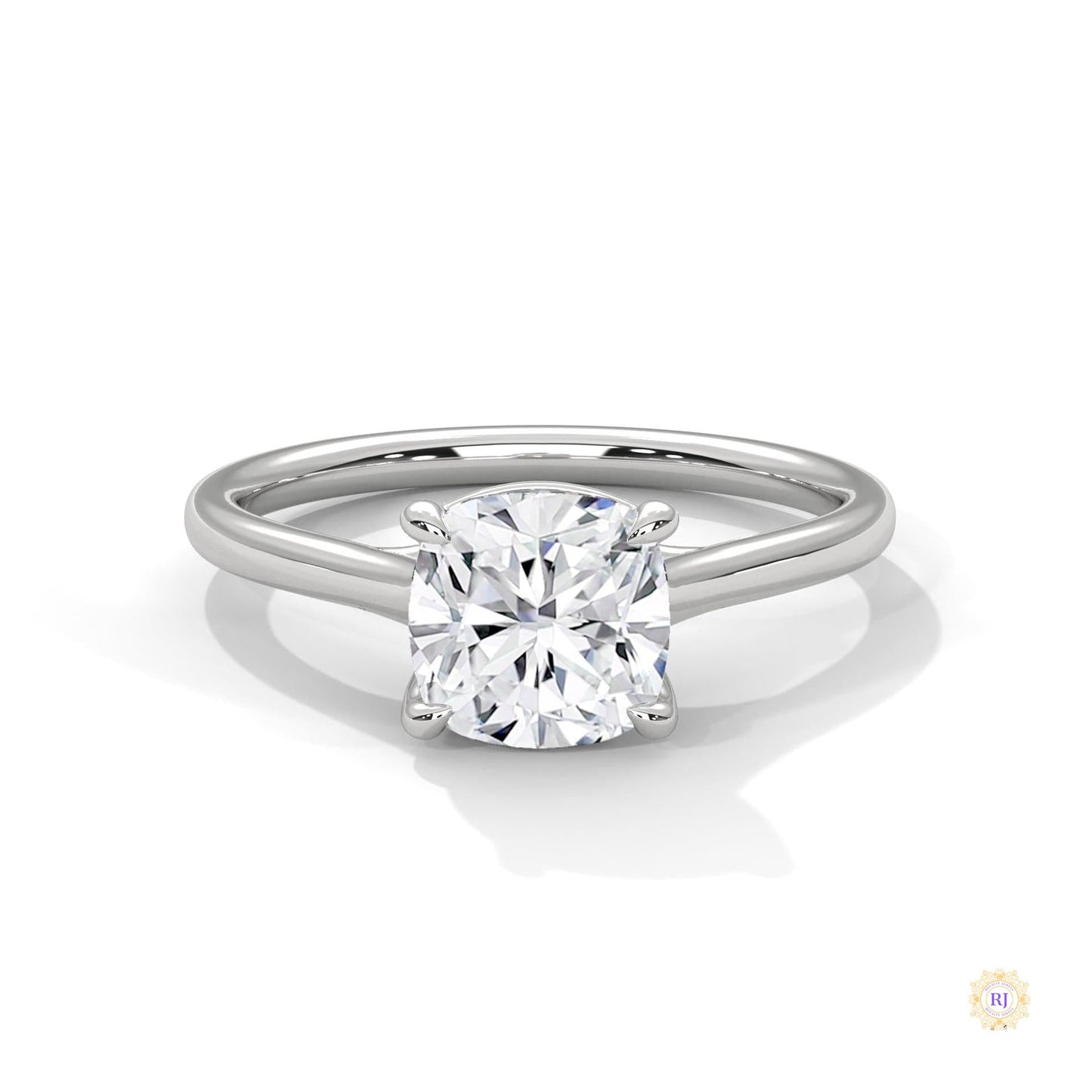 2 Ct. Cushion-Cut Solitaire Lab Diamond Ring