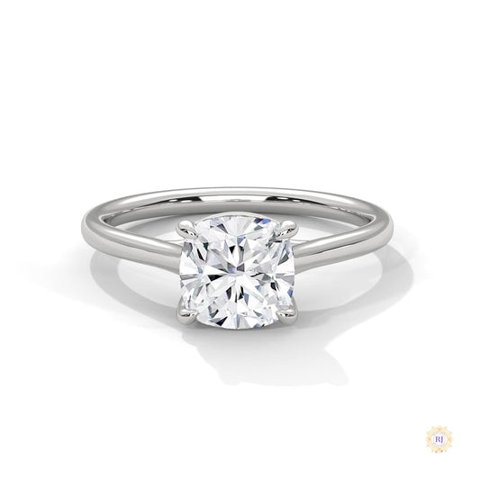 2 Ct. Cushion-Cut Solitaire Lab Diamond Ring