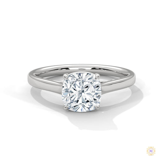 2 Ct. Cushion-Cut Solitaire Lab Diamond Ring