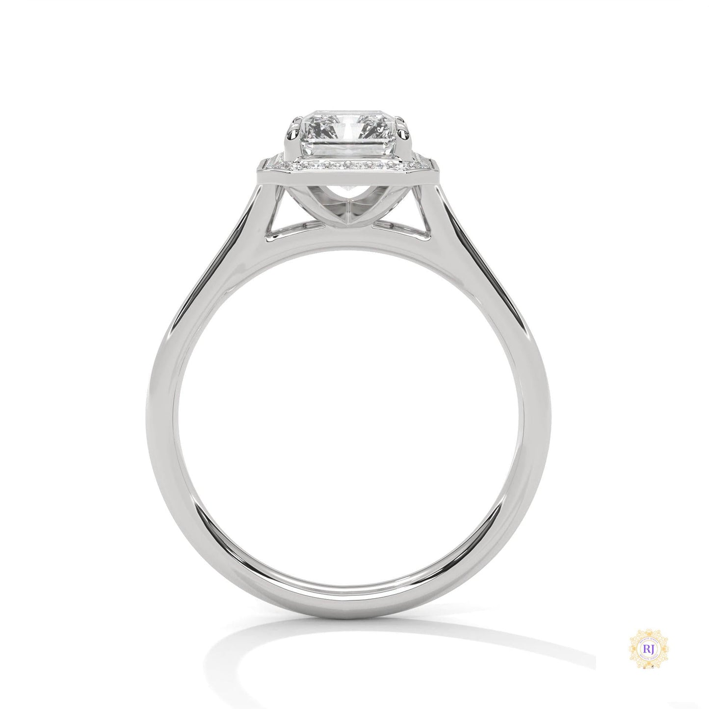 2 Ct. Emerald-Cut Lab Diamond Halo Ring