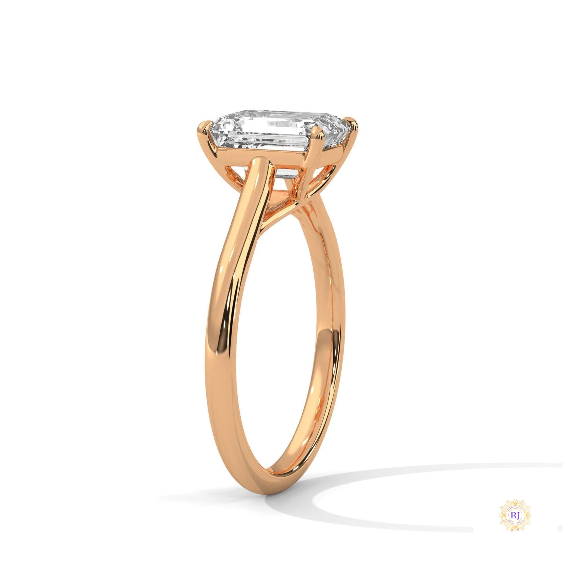 2 Ct. Emerald-Cut Solitaire Lab Diamond Ring