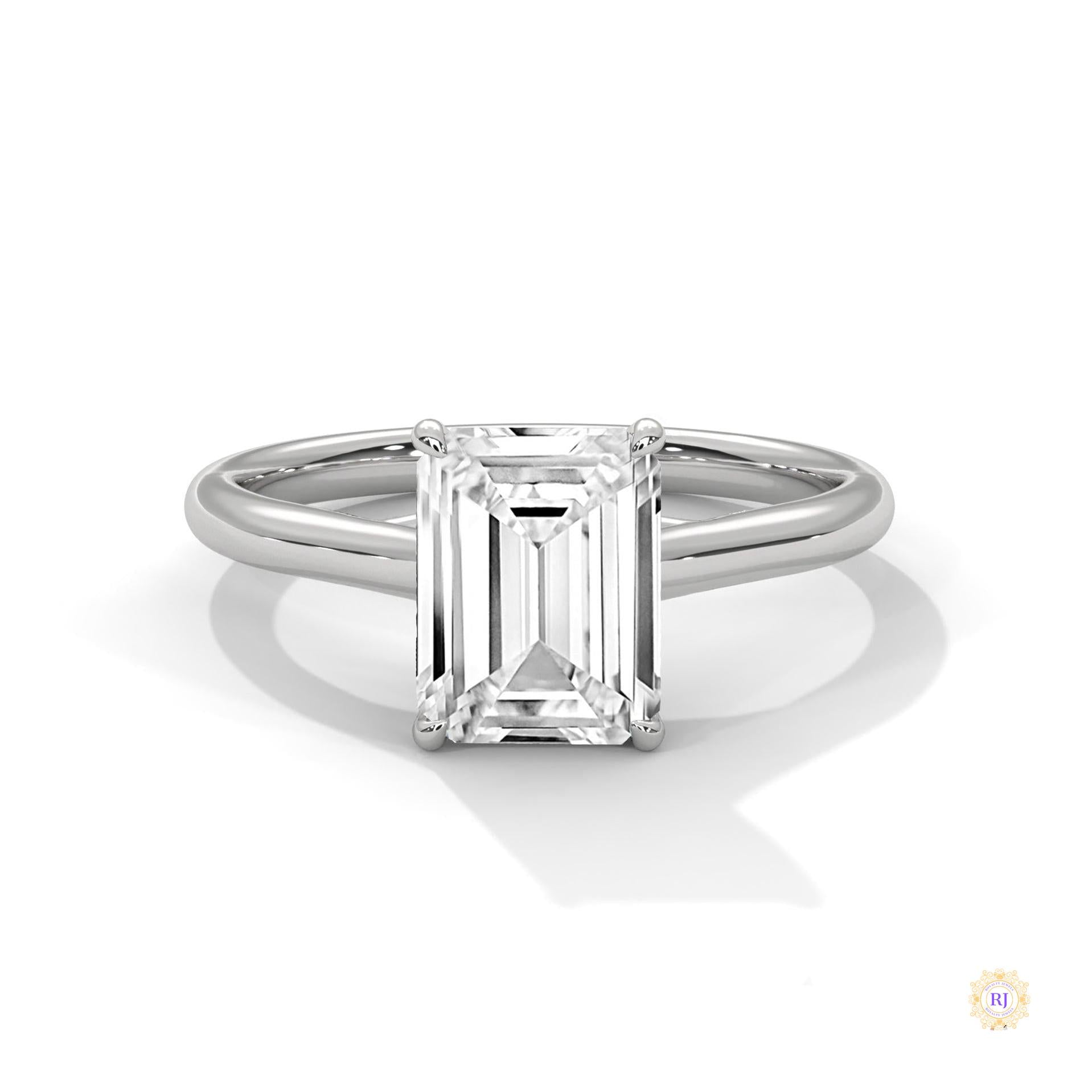 2 Ct. Emerald-Cut Solitaire Lab Diamond Ring