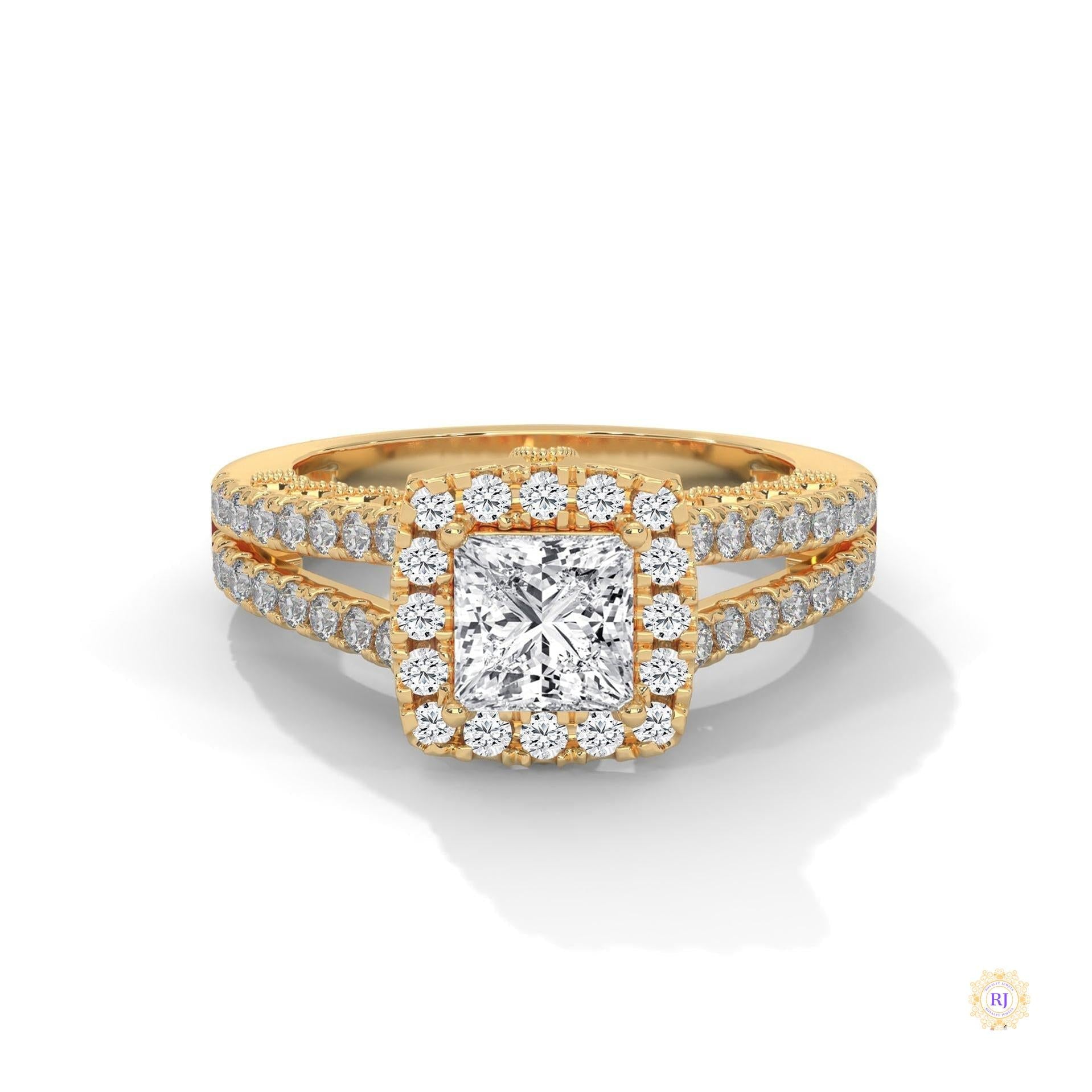 2 Ct. Princess-Cut Lab Diamond Halo Engagement Ring