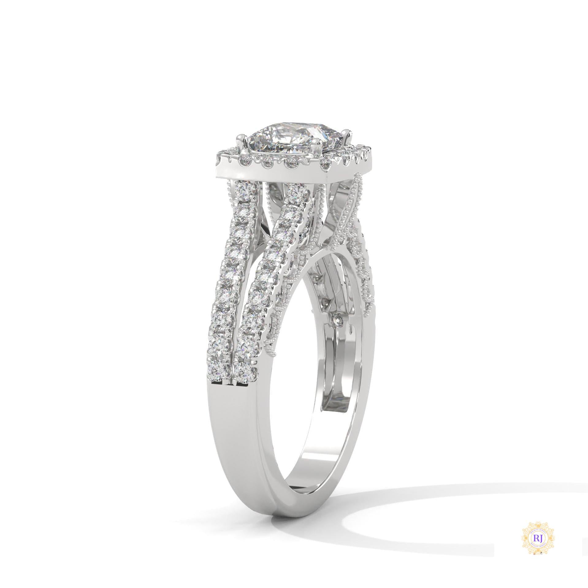 2 Ct. Princess-Cut Lab Diamond Halo Engagement Ring