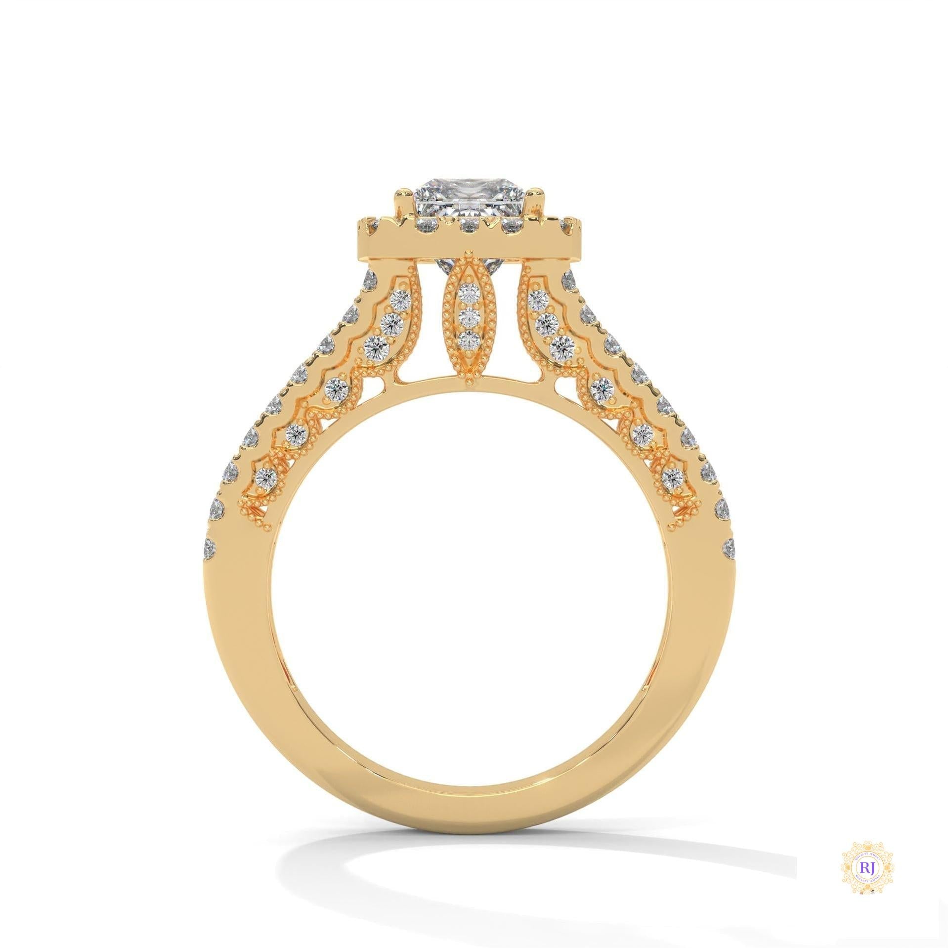 2 Ct. Princess-Cut Lab Diamond Halo Engagement Ring