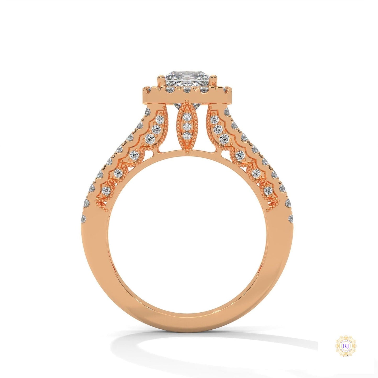 2 Ct. Princess-Cut Lab Diamond Halo Engagement Ring