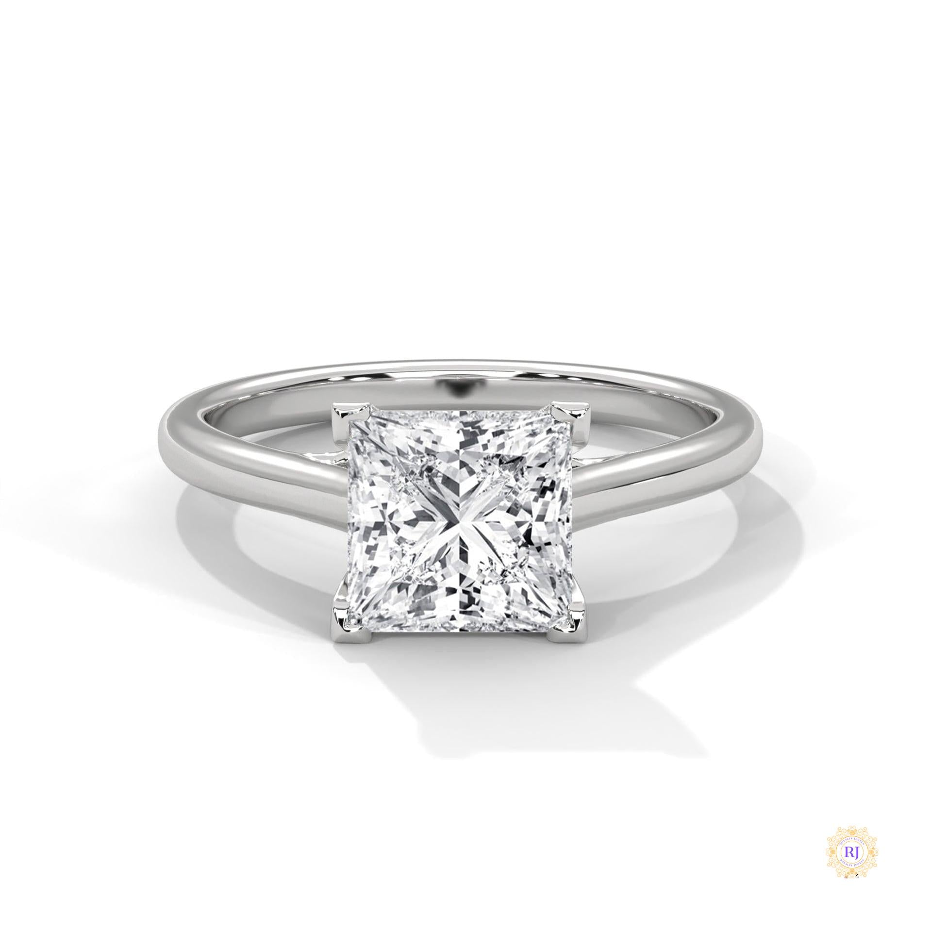 2 Ct. Princess-Cut Solitaire Lab Diamond Ring