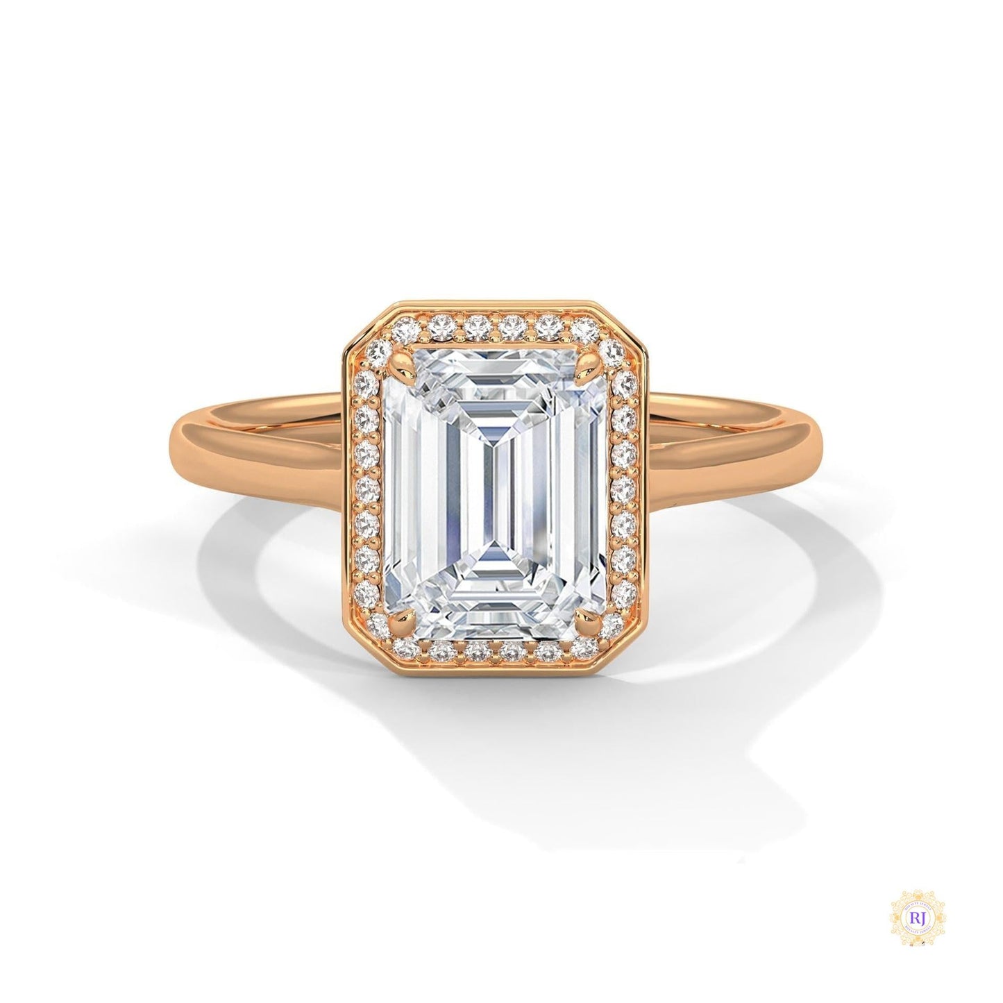2 Ct. Emerald-Cut Lab Diamond Halo Ring