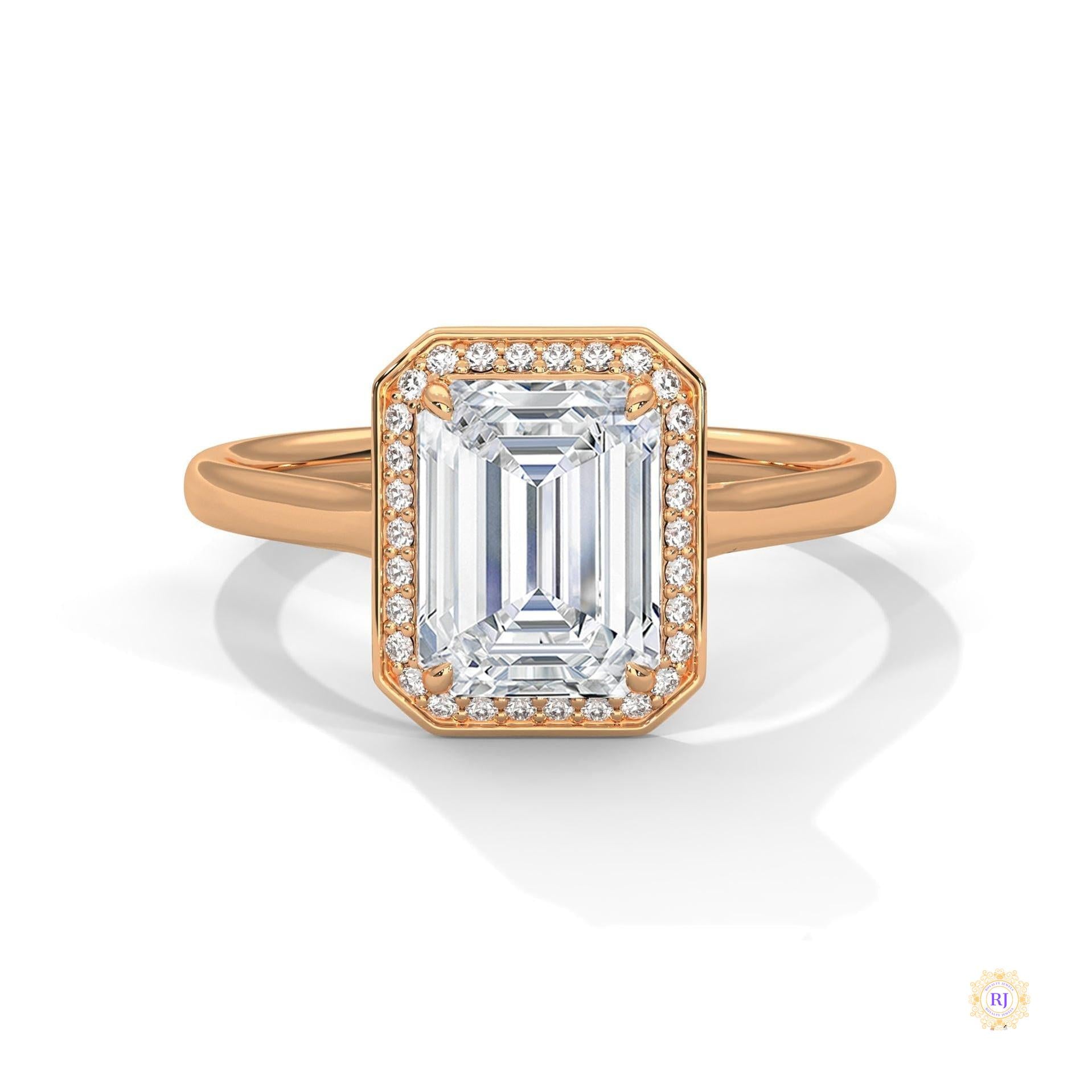 2 Ct. Emerald-Cut Lab Diamond Halo Ring